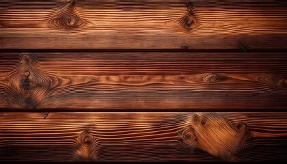 Fototapeta premium rustic wooden background with warm brown tones the wood planks have a natural grain and knots creating a charming and inviting texturerich brown horizontal wood planks background texture