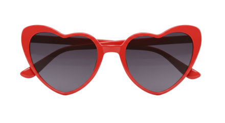 Isolated Red Heart-Shaped Sunglasses Romantic Accessory