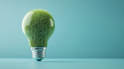 a light bulb filled with grass - concept of green ideas