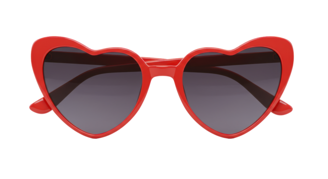 Isolated Red Heart-Shaped Sunglasses Romantic Accessory - Powered by Adobe