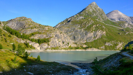 Grossglockner alpine road seen from the Margaritzen reservoir