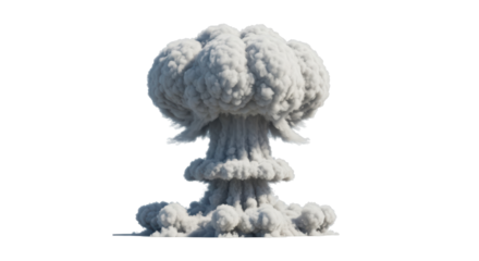Isolated Mushroom Cloud Atomic Explosion Devastation