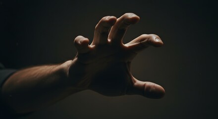 hands on black background