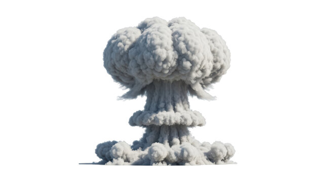 Isolated Mushroom Cloud Atomic Explosion Devastation