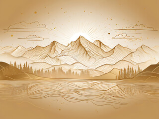 Abstract Luxury Mountain Line Artwork