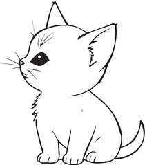 Cute kitten. Hand drawn vector illustration