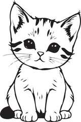 Cute kitten. Hand drawn vector illustration
