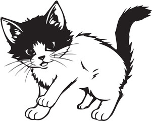 Cute kitten. Hand drawn vector illustration