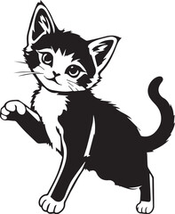 Cute kitten. Hand drawn vector illustration