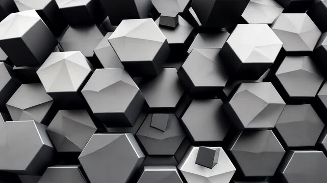3D geometry wallpaper with hexagonal shapes creating a sense of depth and dimension, ideal for a feature wall