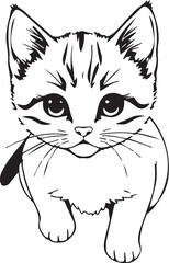 Cute kitten. Hand drawn vector illustration