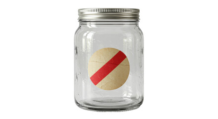 Isolated Glass Jar with Red Line No Access Forbidden