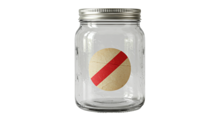 Isolated Glass Jar with Red Line No Access Forbidden