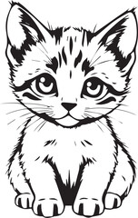 Cute kitten. Hand drawn vector illustration