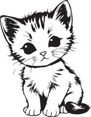 Cute kitten. Hand drawn vector illustration