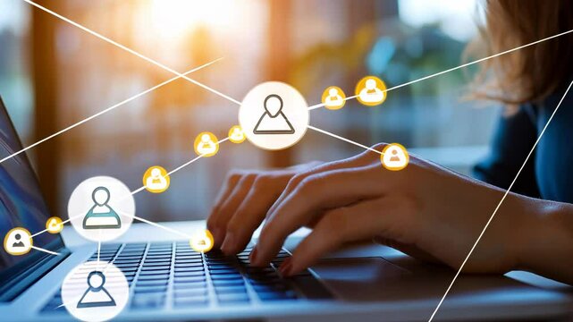 female programmer coding graphs on applications woman laptop, engaged in her her with a background of digital work and data, symbolizing her role in app development and technology innovation video 4k