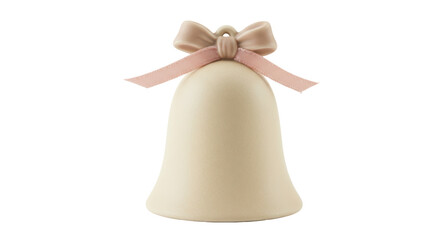Isolated Ceramic Bell with Ribbon Celebration Christmas