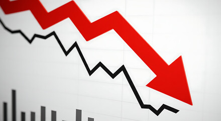 Financial graph showing downward trend on data chart  
