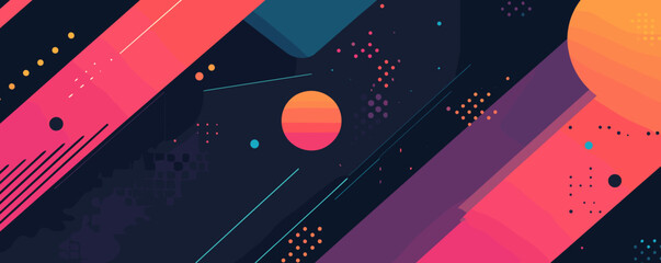 Abstract geometric background with vibrant shapes and patterns in space theme - vector.