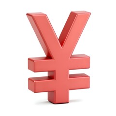 Obraz premium 3d render yen sign light red color on white background 