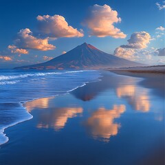 Volcanic Coastline Sunrise Reflection