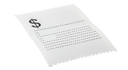 Isolated Paper Receipt with Dollar Sign