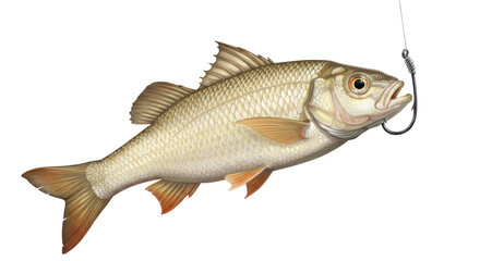 Isolated Fish with Fishing Hook in Mouth