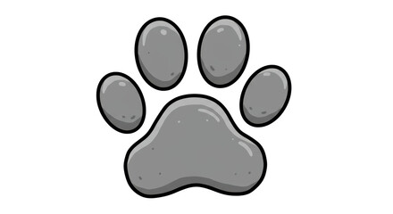 Isolated Gray Paw Print