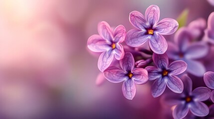 Obraz premium Close up of lilac flowers creating stunning purple background