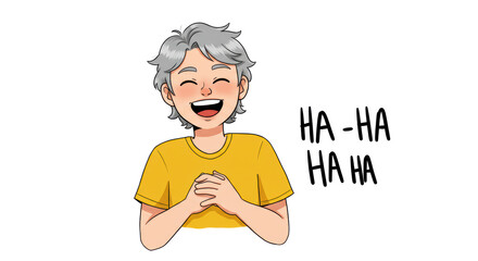 Isolated Happy Person Laughing Out Loud Gesture