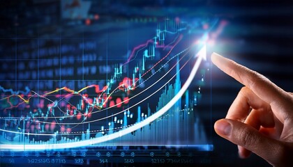 financial market trends displayed through a rising stock chart on a digital interface
