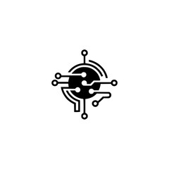 Minimalist Circuit Board Icon - Technology, Innovation, Connectivity