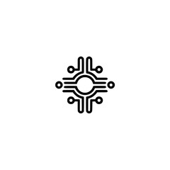 Minimalist Circuit Board Icon on White Background