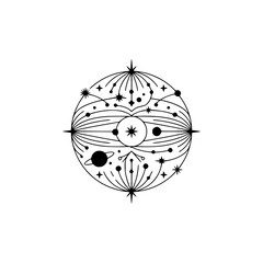 Celestial Mandala: Geometric Universe Illustration