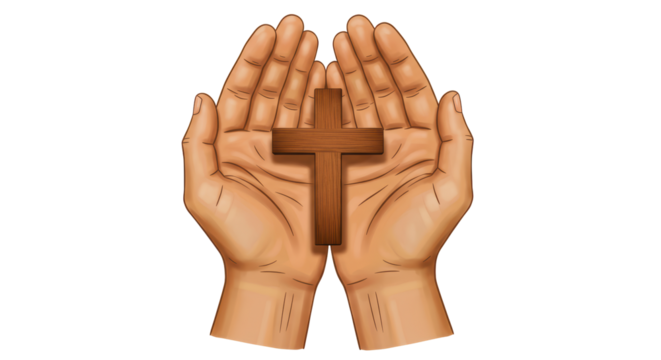 Isolated Hands Holding Christian Cross Faith Religion