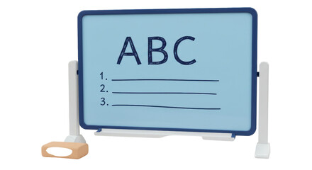 Isolated Whiteboard with ABC Letters and List Education