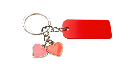 Isolated Keychain with Red Heart Charms Valentine Gift