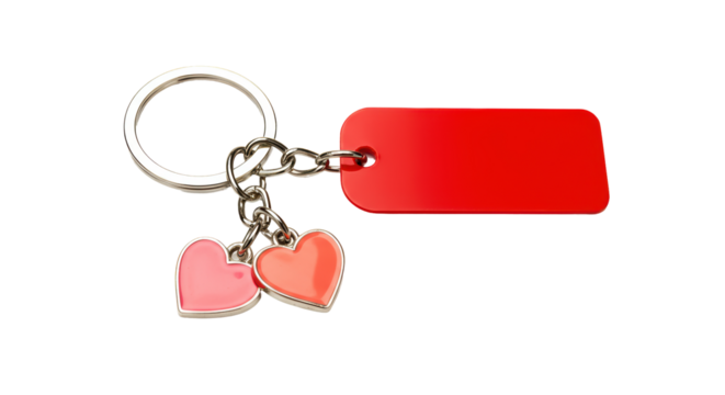 Isolated Keychain with Red Heart Charms Valentine Gift