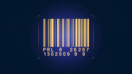 Barcode graphic gold on dark blue product identification stock style