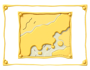 Golden treasure map illustration on a transparent background