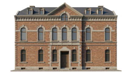 Isolated Classic Brick Building Architecture Facade