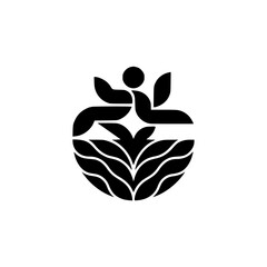 Abstract Floral Icon: Black and White Symbol of Growth and Harmony