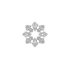Abstract Line Art Starburst, Minimalist Design on White Background