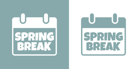 Logo vacaciones de primavera. Mensaje SPRING Break en silueta de calendario 