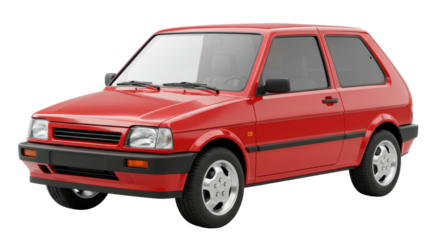 Isolated Red Compact Car Vehicle Automobile Transportation