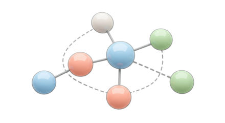 Isolated Molecular Structure Diagram with Interconnected Spheres