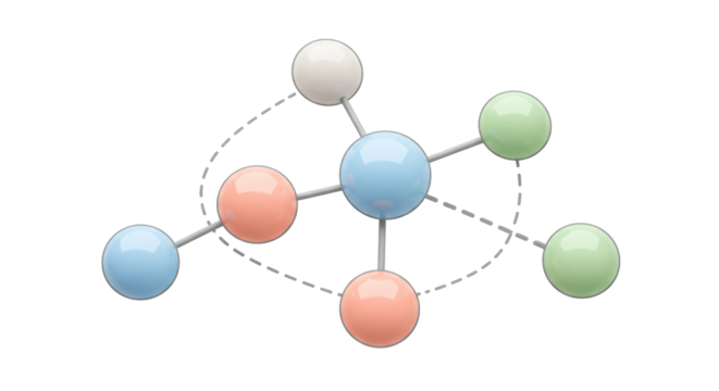 Isolated Molecular Structure Diagram with Interconnected Spheres - Powered by Adobe