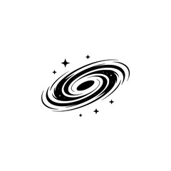 Black & White Galaxy Logo Design with Stars