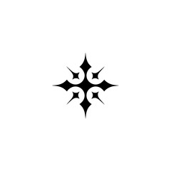 Black Starburst Cross Symbol on White, Abstract Design Element