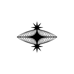 Fototapeta premium Geometric Ornament Icon: Black & White, Mid-Century Modern Design